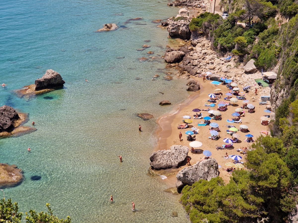A busy beach in Greece