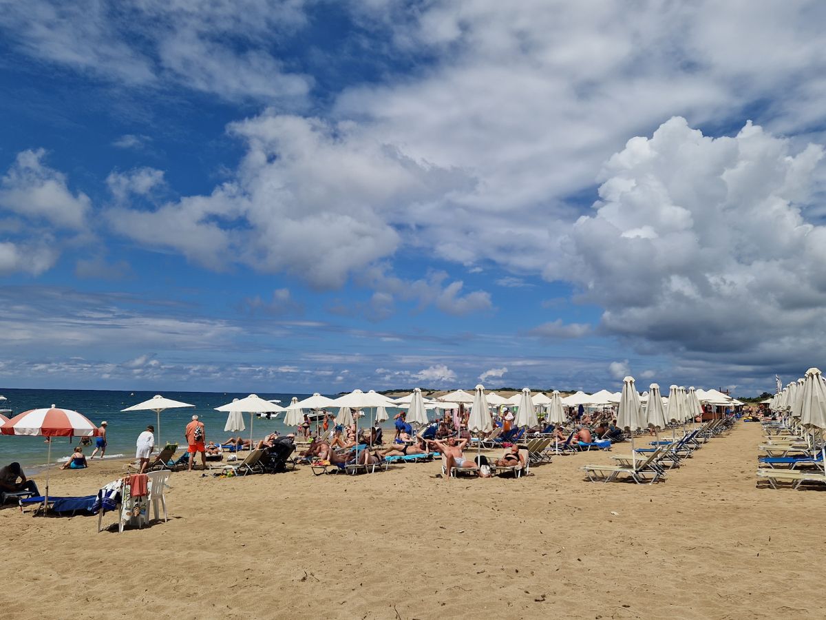 Crowded beach in Corfu Greece