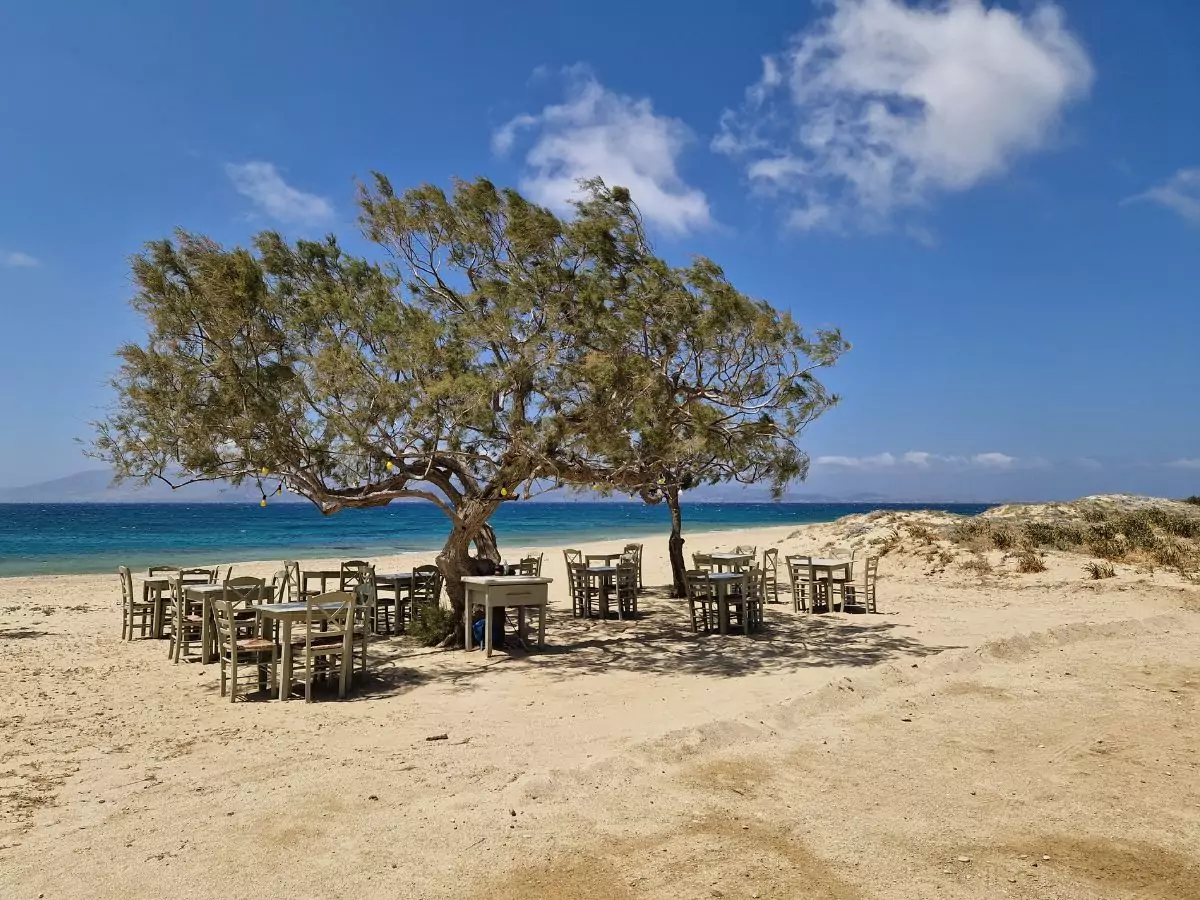 Restaurant on the beach in Naxos Greece