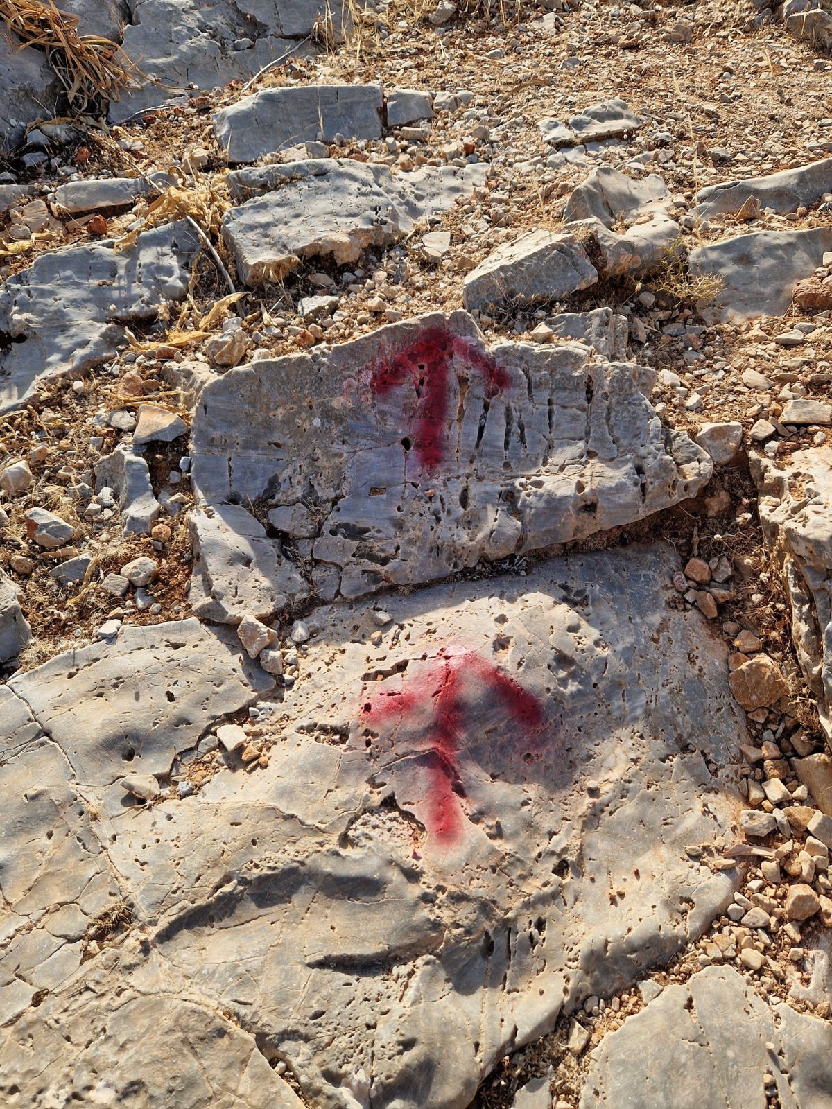 Marks for hiking path Iraklia