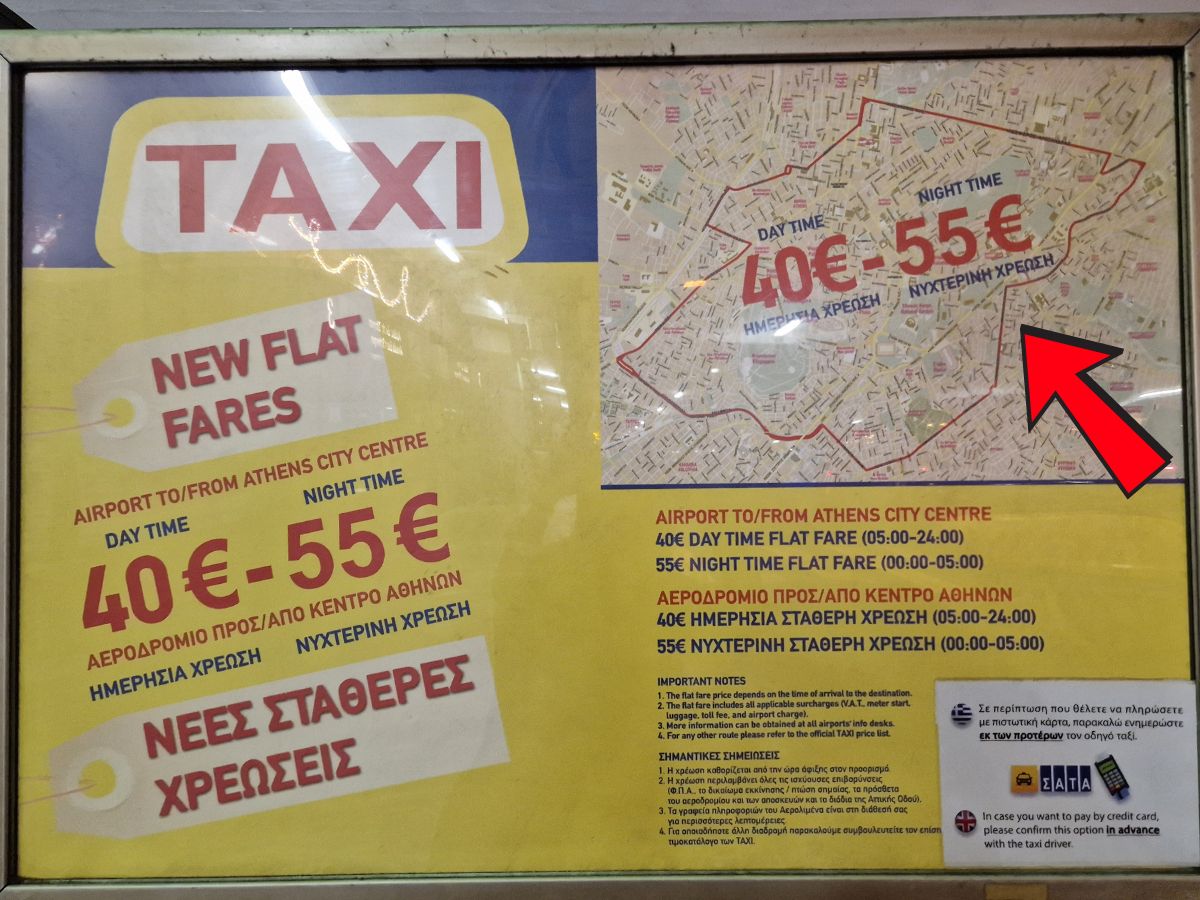 Airport taxi prices Athens Greece