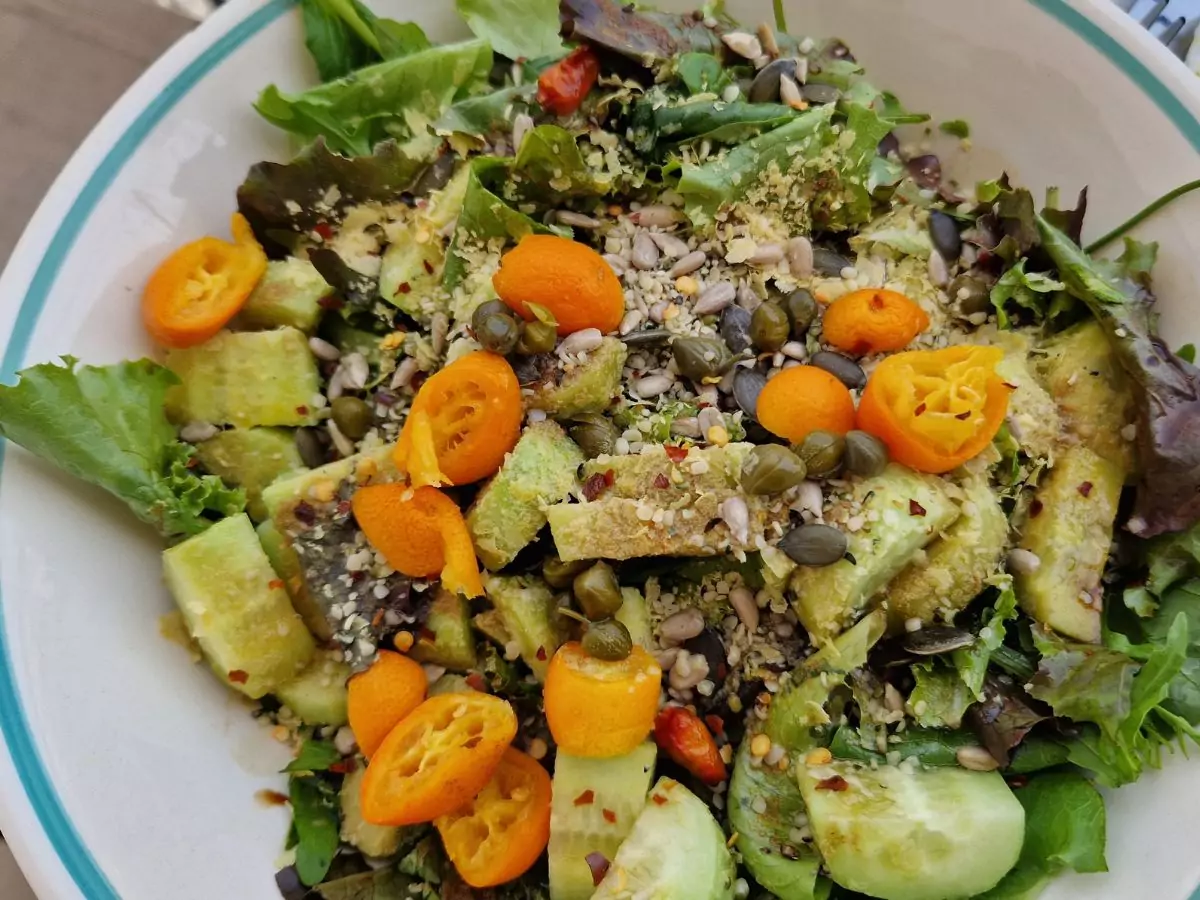 A vegan salad - Best vegan cafes in Athens Greece