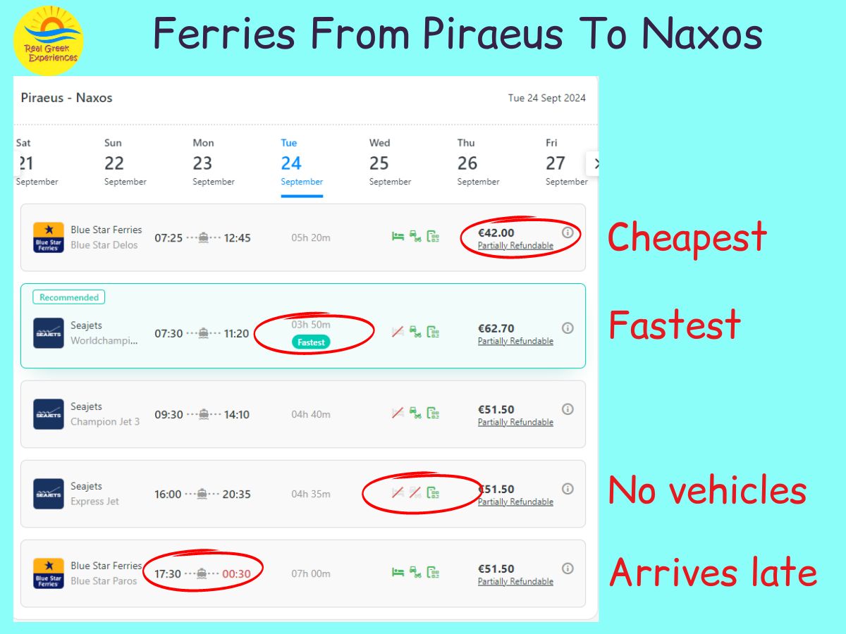 How to book a ferry from Piraeus to Naxos