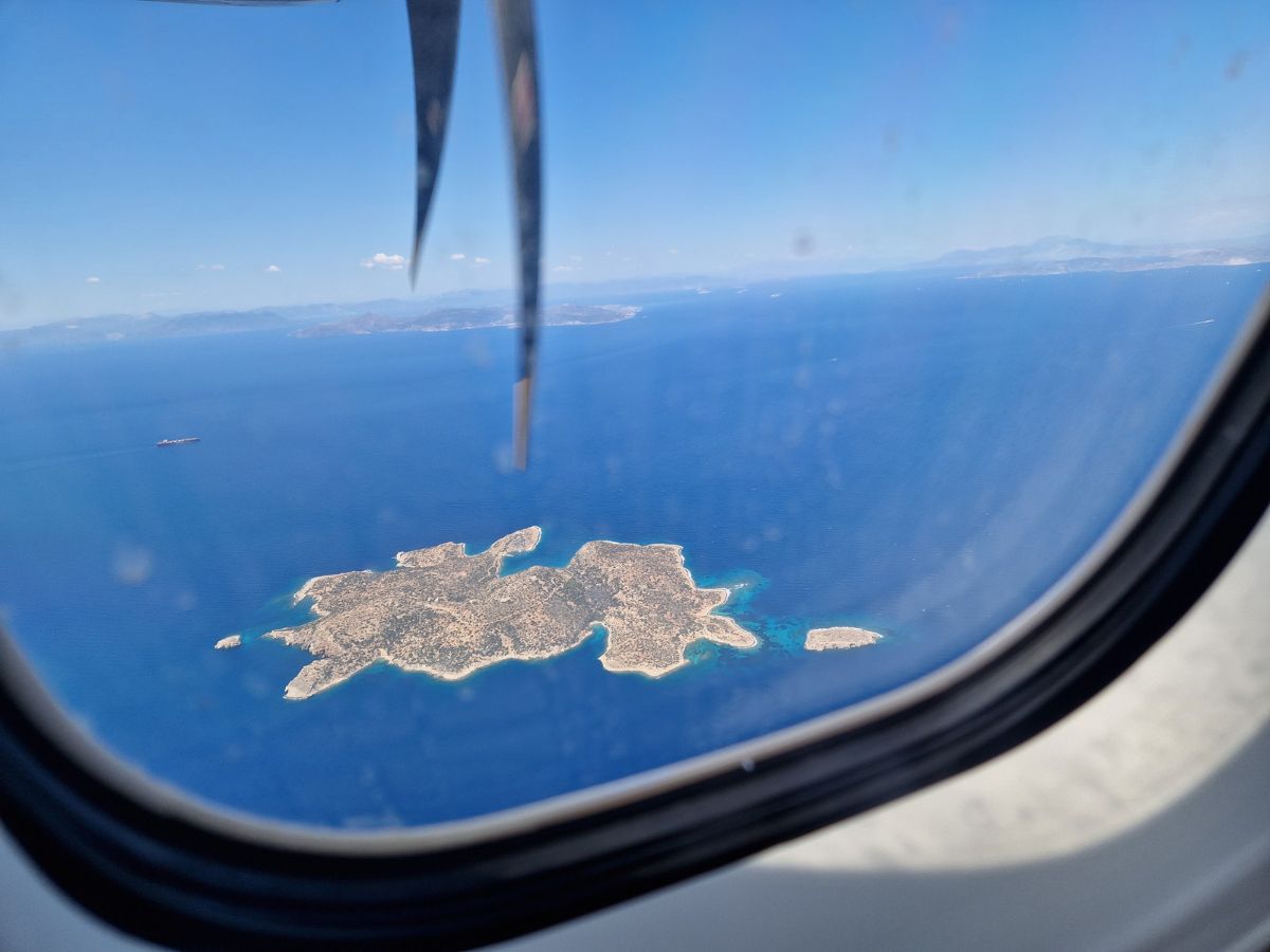 View from the plane over the Greek islands