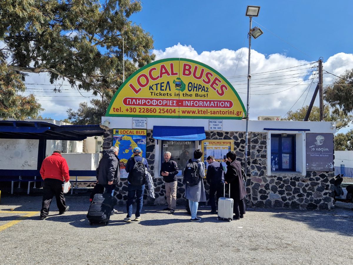Local bus station in Santorini