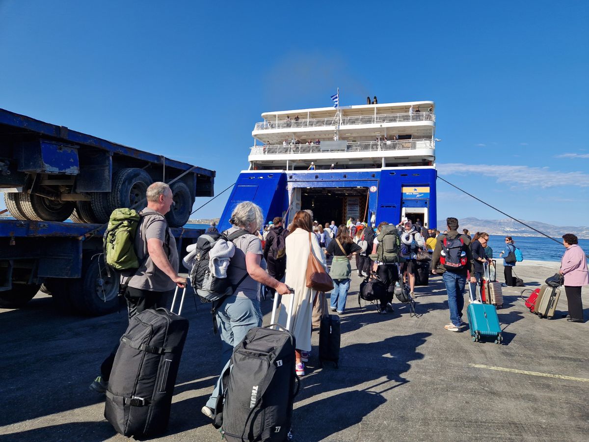Ferry boarding procedure in Greece