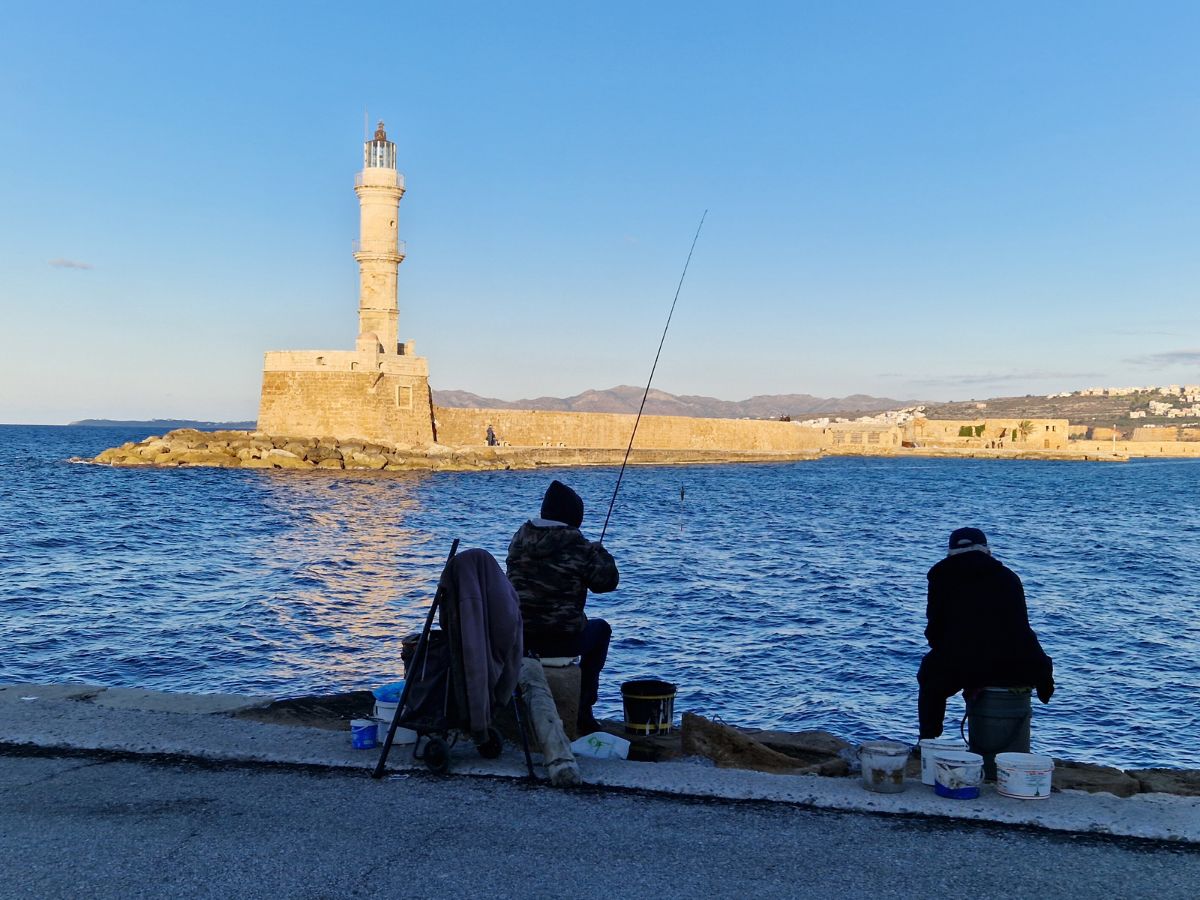 Men fishing in Chania, Crete
