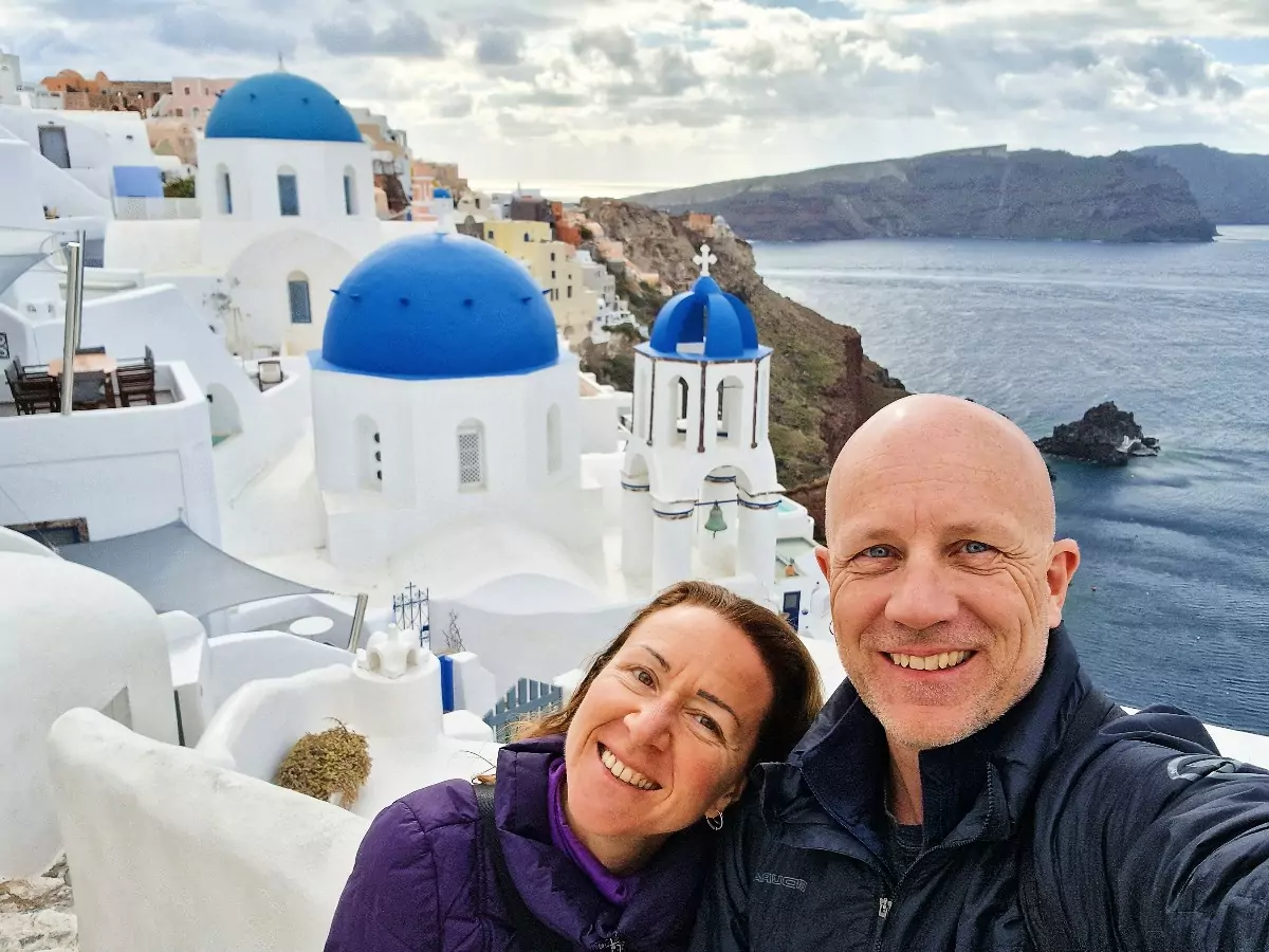 View of Oia in Santorini Greece