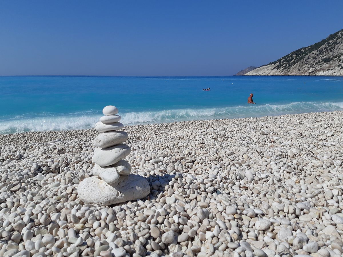 View of Myrtos beach in Kefalonia Greece