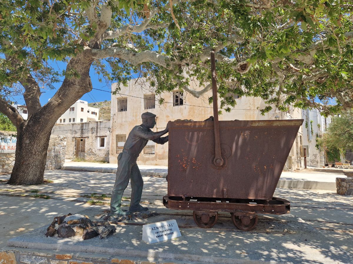 Statue of emery worker in Naxos Greece