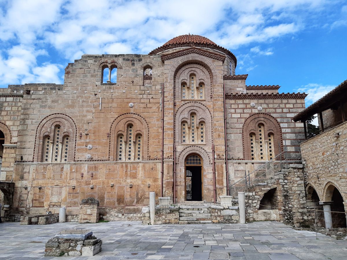 The UNESCO listed Dafni Monastery in Athens Greece
