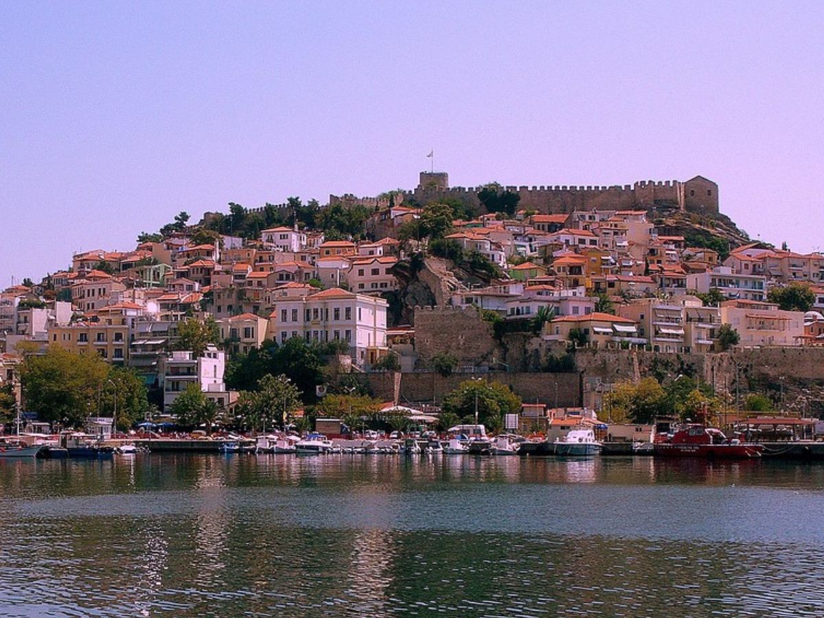 View of Kavala, Greek coastal town