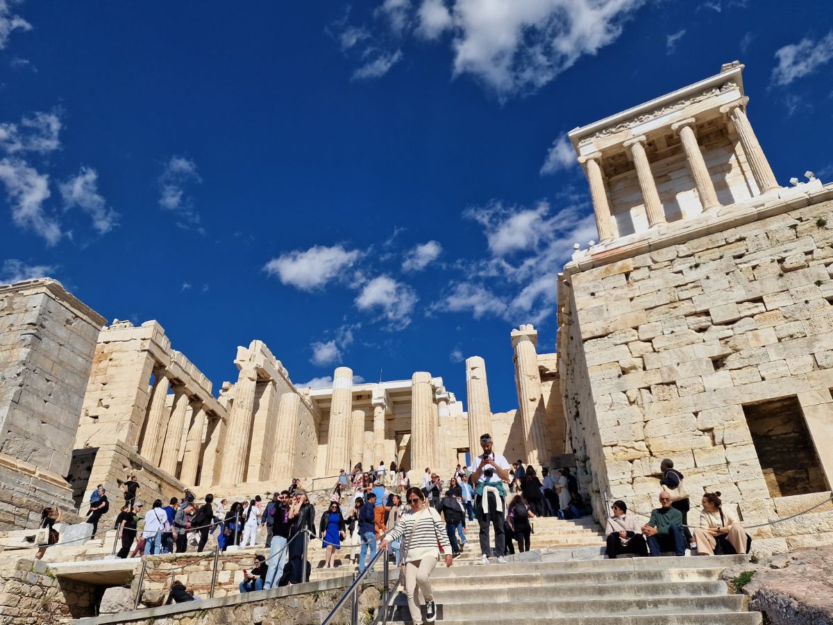 The stairs at the Acropolis of Athens
